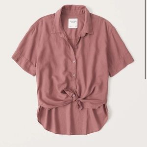 Abercrombie and Fitch Button Short Sleeve Pink